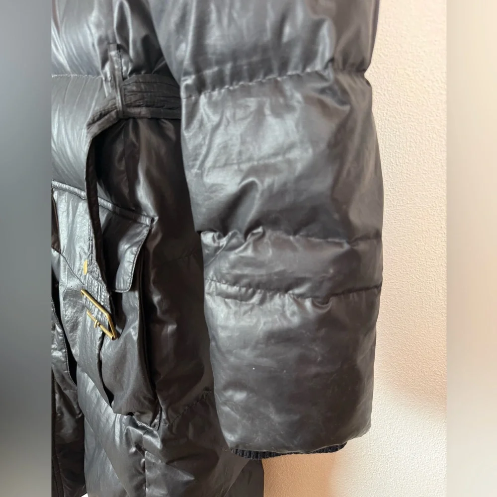 Theory Karidah Landing Black Puffer Down Belted Jacket Large